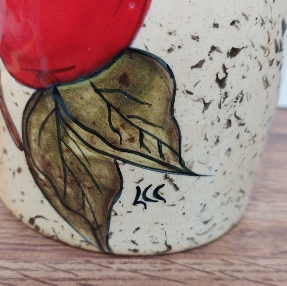 Vintage* Red Apples Ceramic Cylinder Vase - Picture 7 of 9